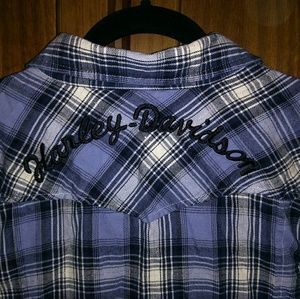 Harley Davidson Flannel Pearl Snap Shirt Large